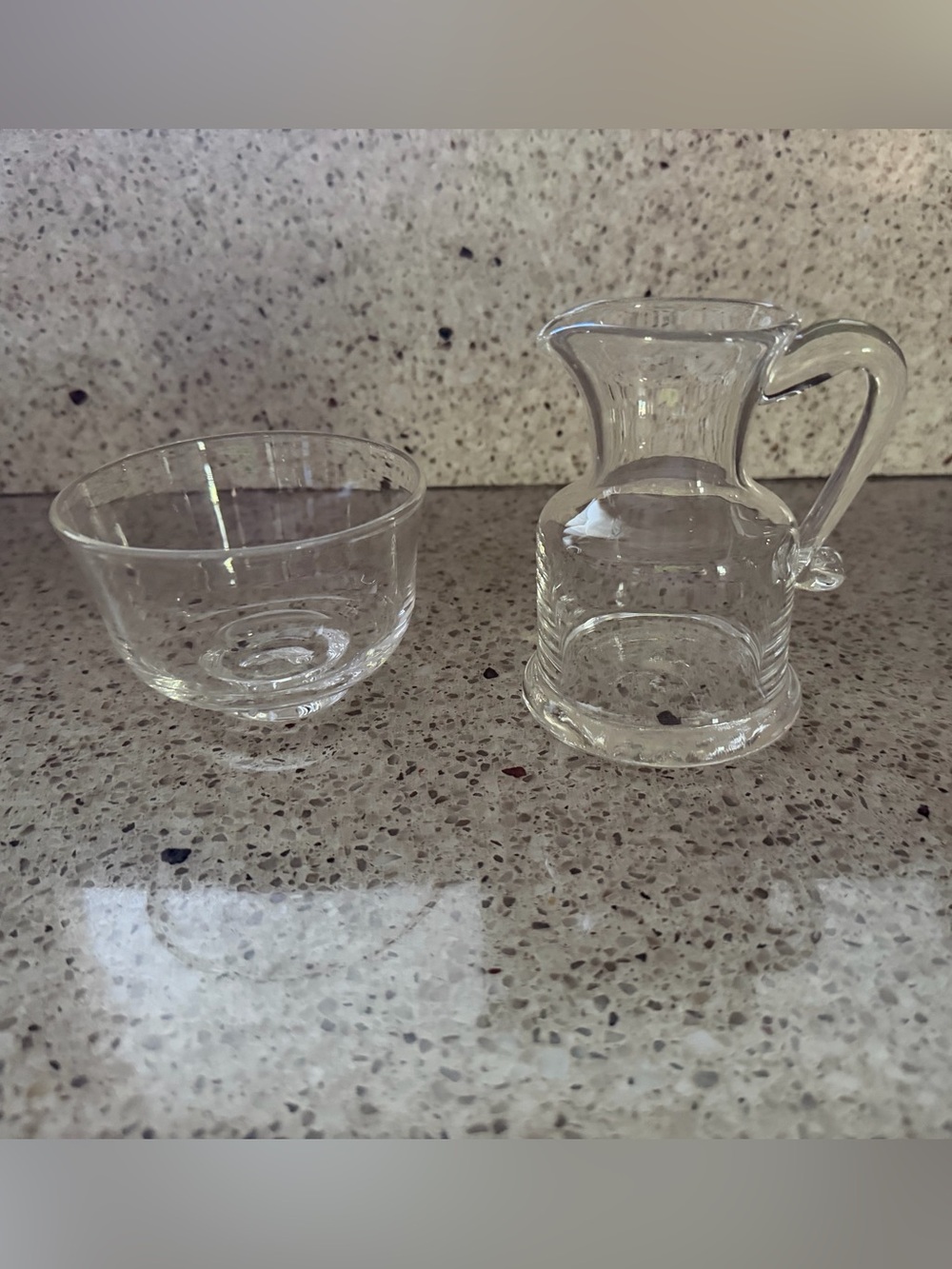 Vintage Simon Pearce Handblown Glass Creamer Pitcher and Sugar Bowl Set